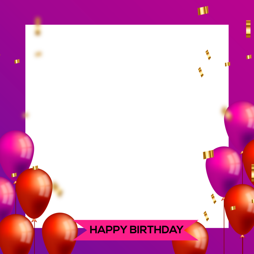 Birthday congratulations photo frame design with balloons 20574427 PNG