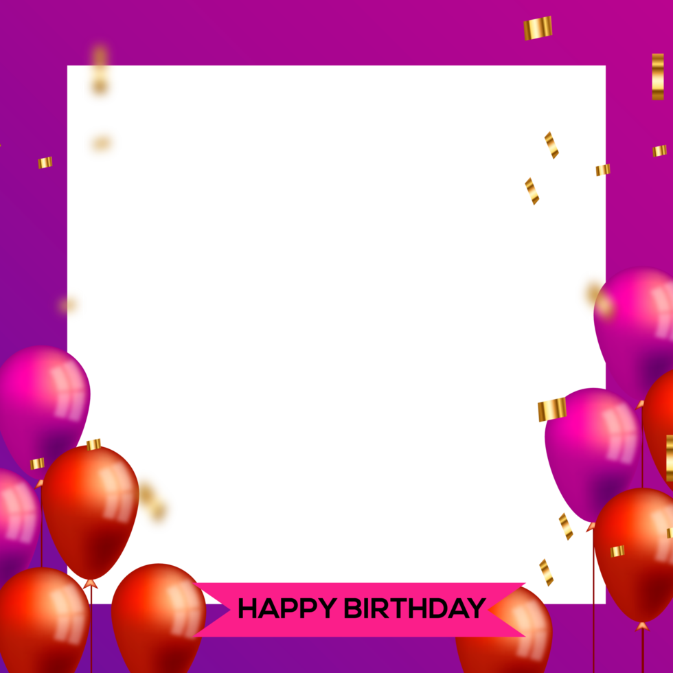 Birthday congratulations photo frame design with balloons 20574427 PNG