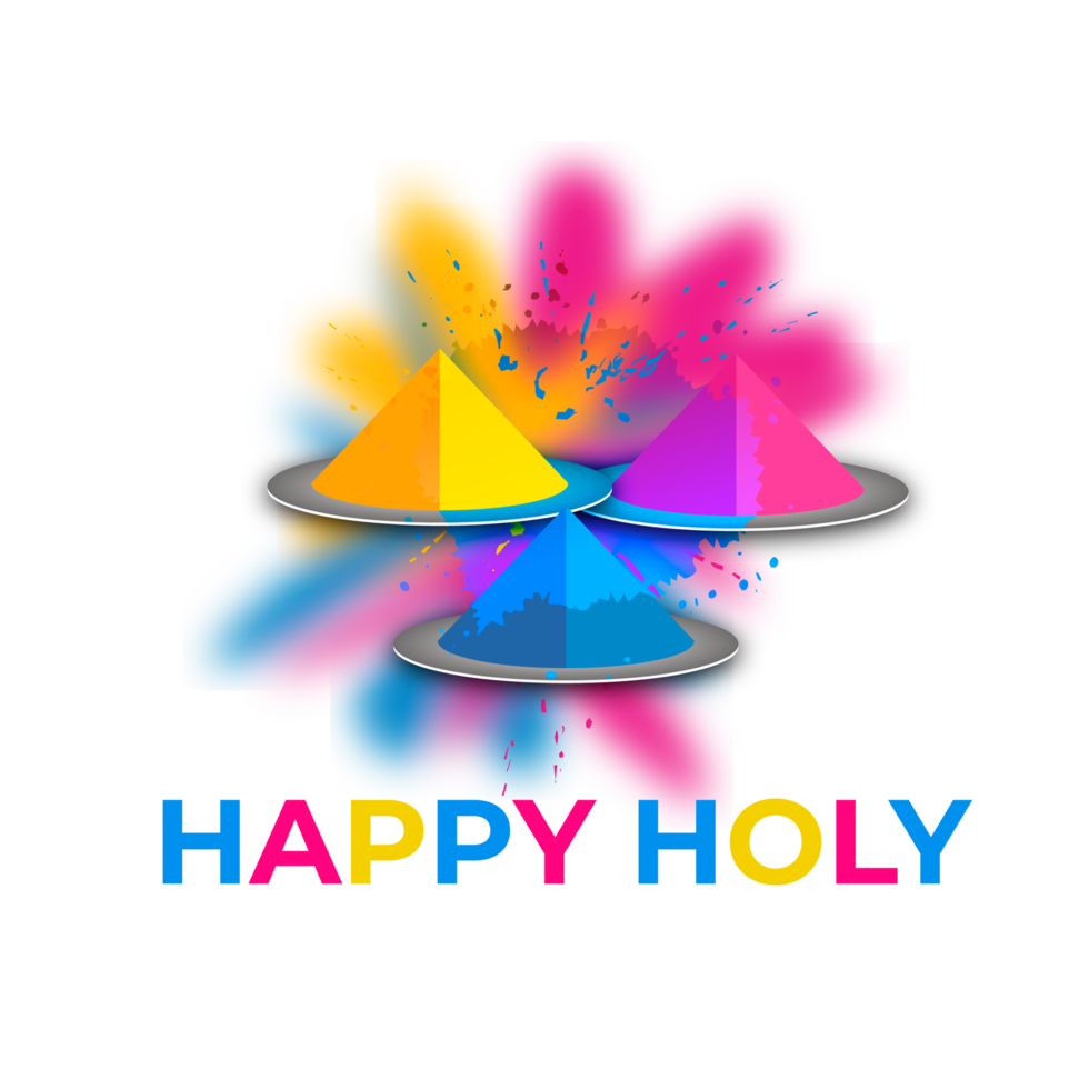 Happy holi festival design with splashing color png