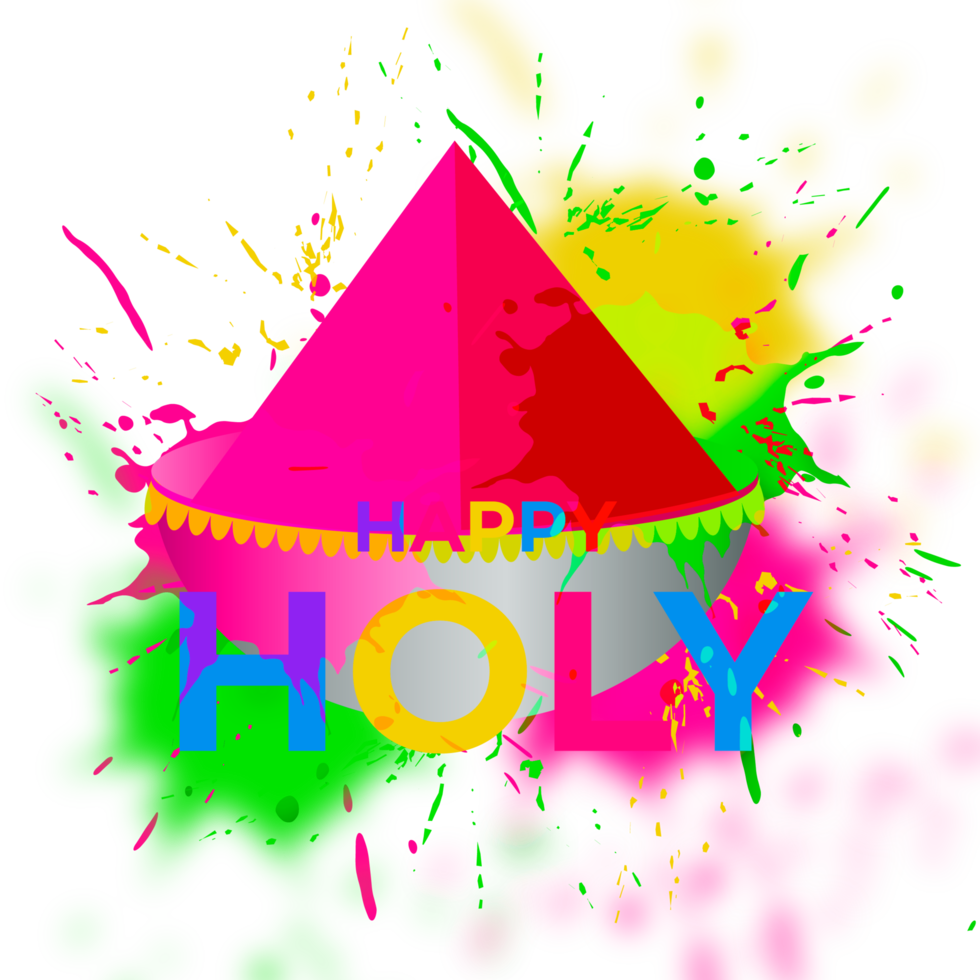 Happy holi festival design with splashing color png