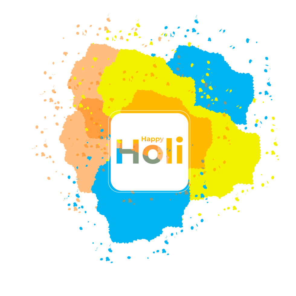Happy holi festival design with splashing color png