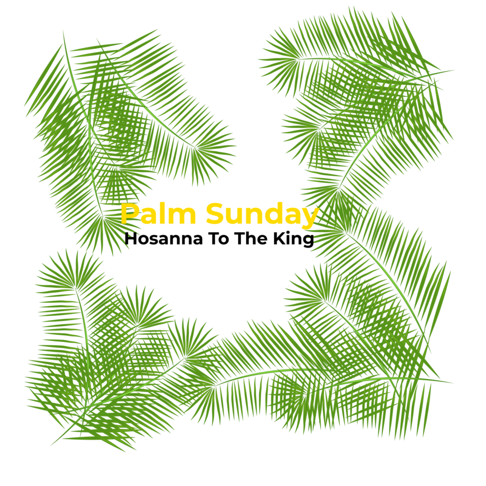 Ppalm sunday design with cross and palm leaf png