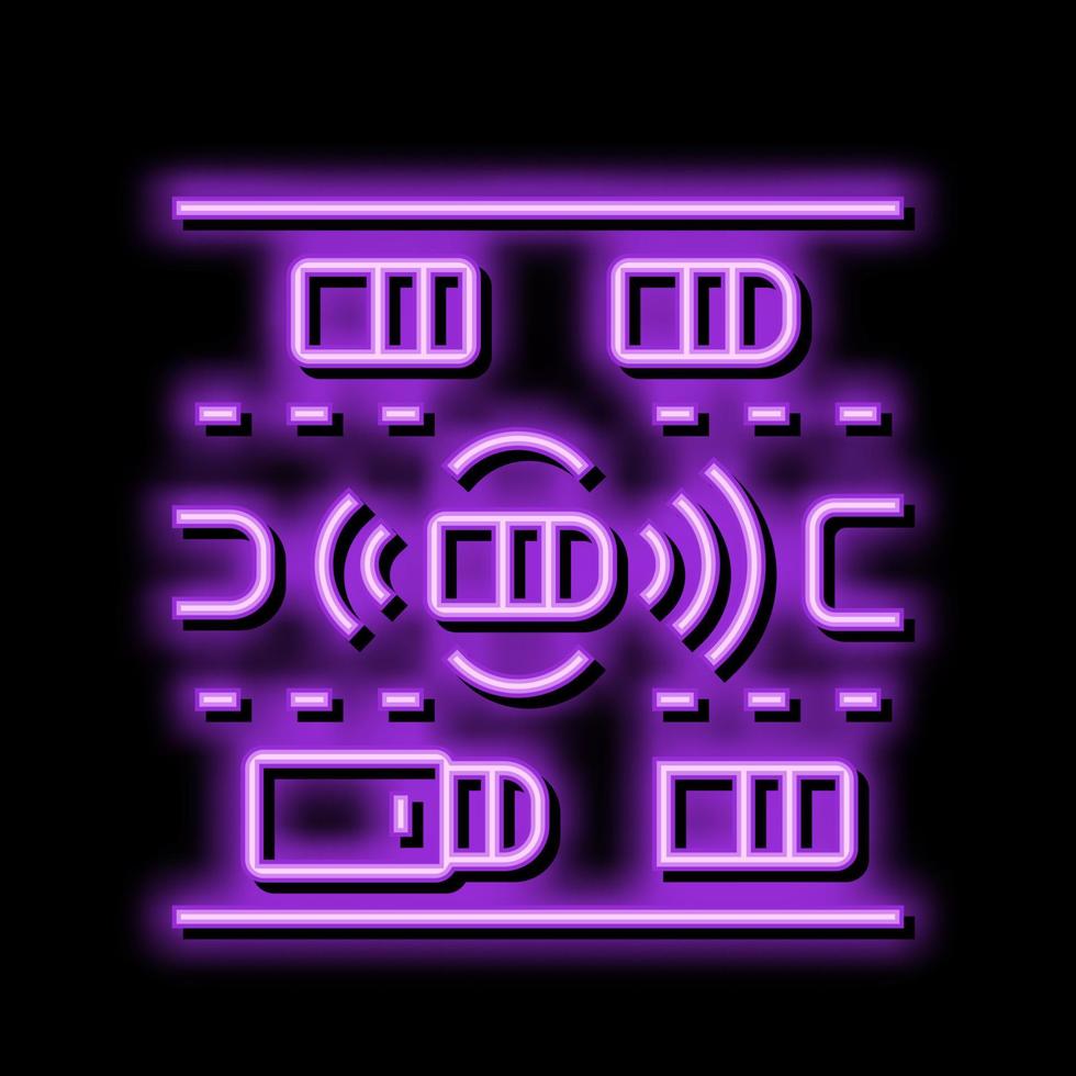 road sensing self vehicle neon glow icon illustration vector