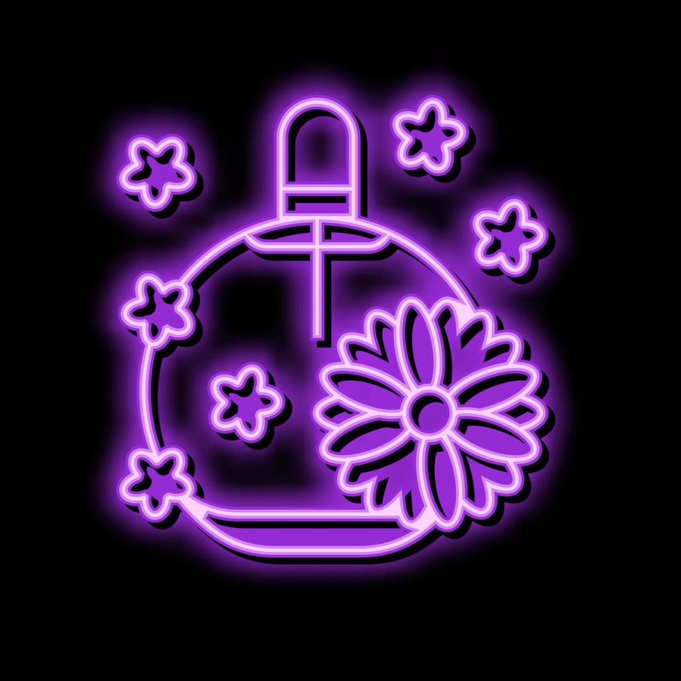 floral notas perfume neón resplandor icono ilustración vector