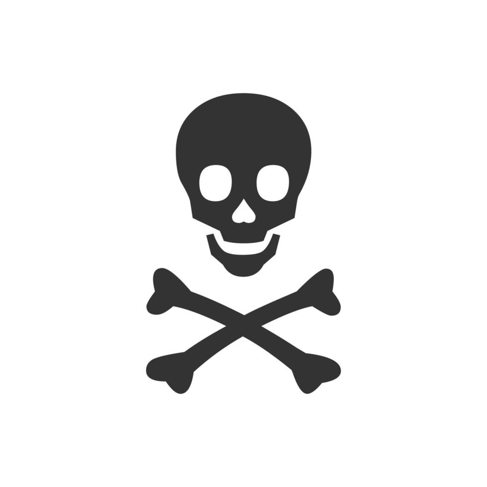 Crossbones, death skull vector icon. Skull head with cross bone vector graphic illustration