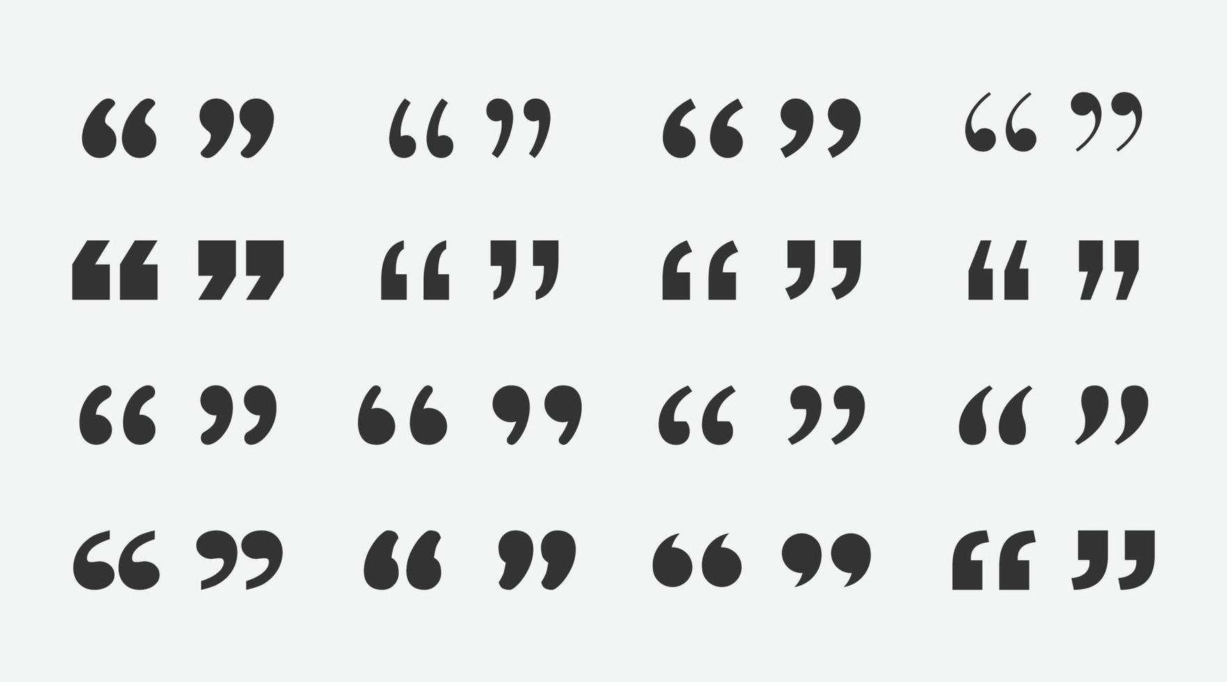 Set of quote mark. Double Comma Signs of Quote Icons. Quotes vector icon collection.