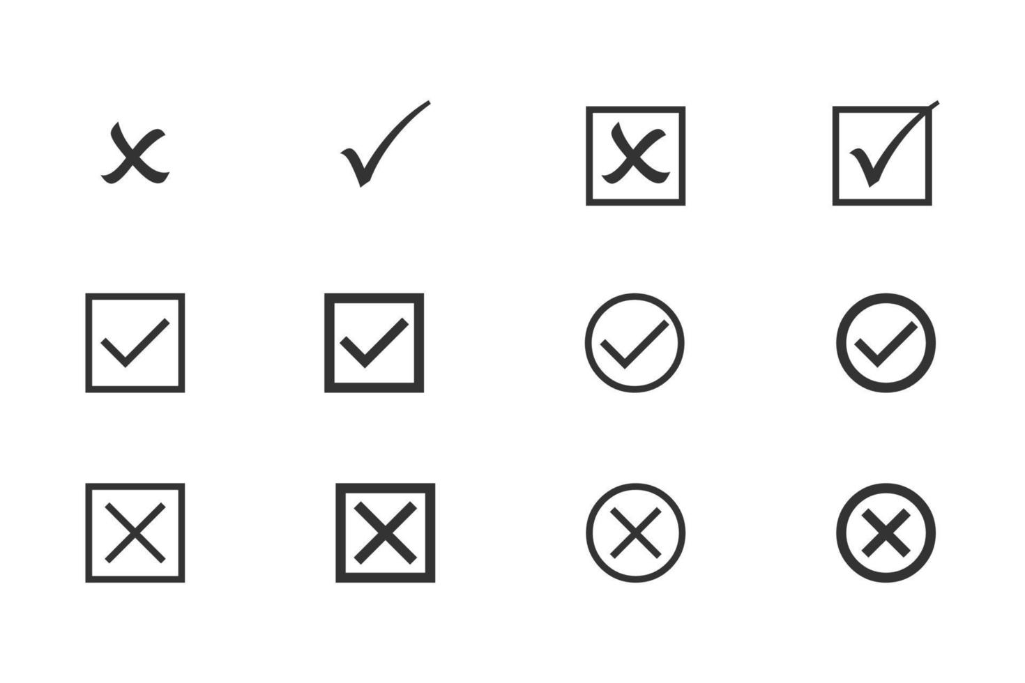 Set of check mark and cross vector icon. vector illustration eps10