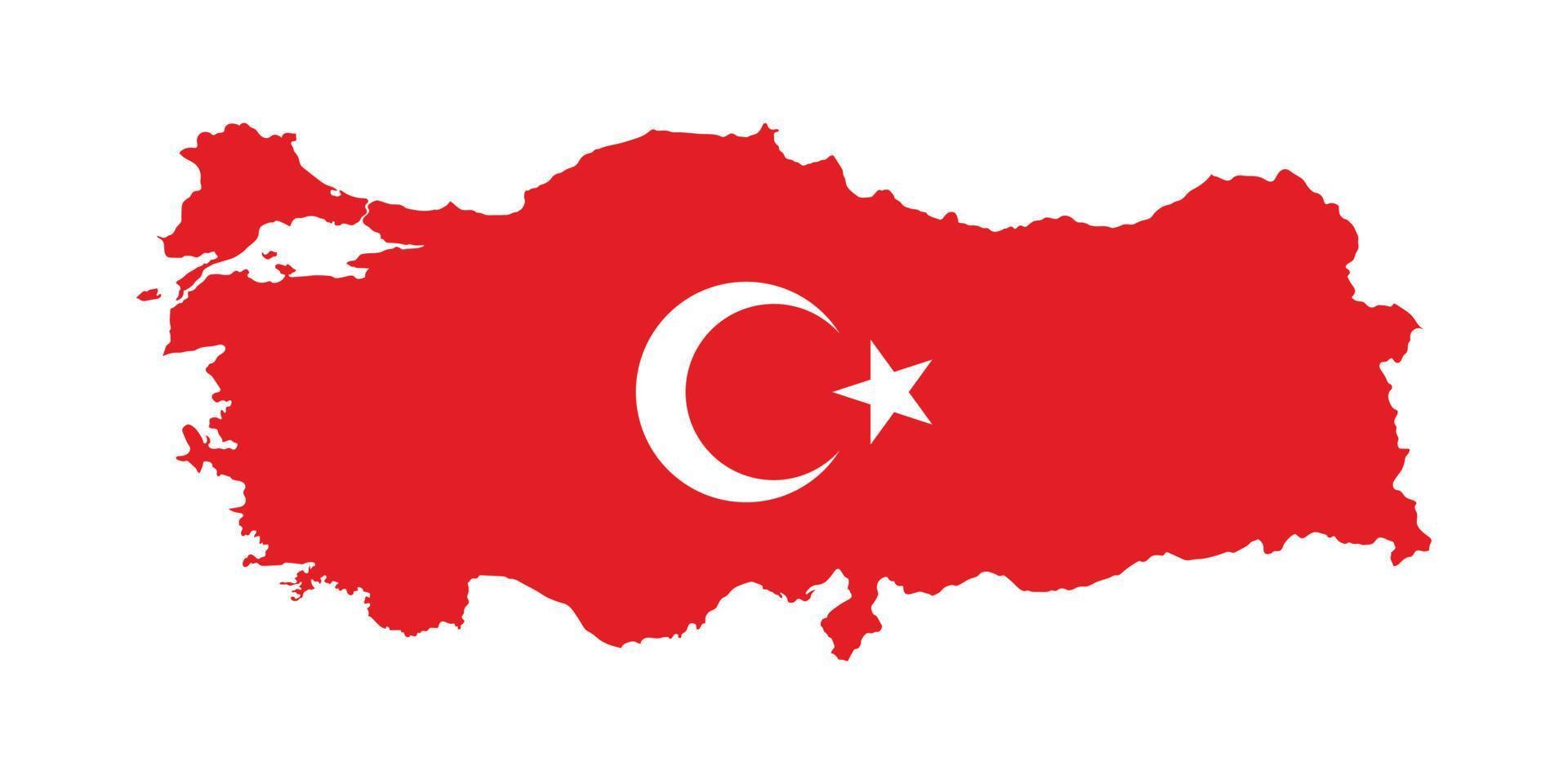 Vector Illustration of the Black Map of Turkey on White Background.