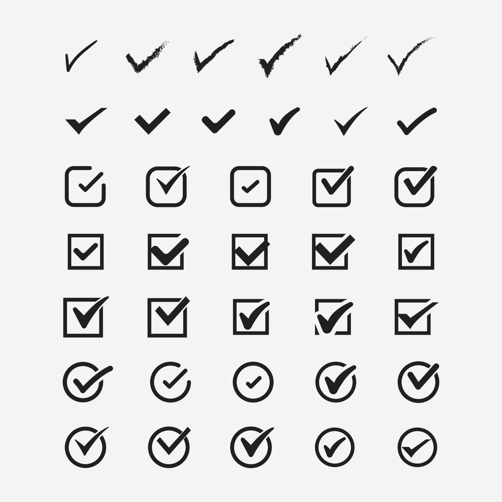 Set of Green check mark icon, vector illustration