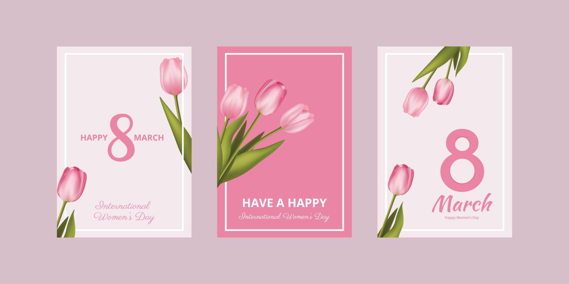 Happy Woman's Day 8 March. Flower Poster, Flyer, Brochure Flat Vector