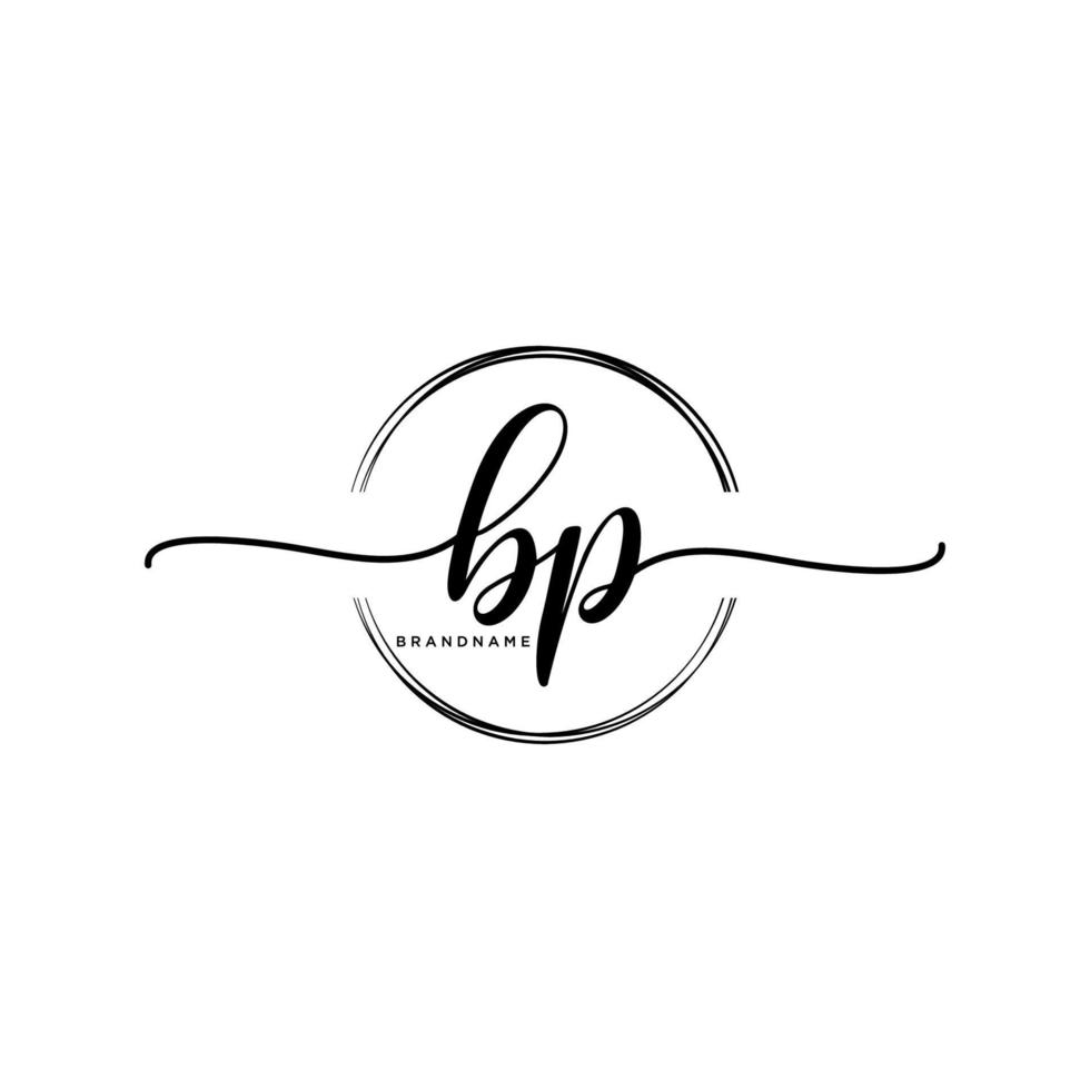 Initial BP feminine logo collections template. handwriting logo of initial signature, wedding, fashion, jewerly, boutique, floral and botanical with creative template for any company or business. vector