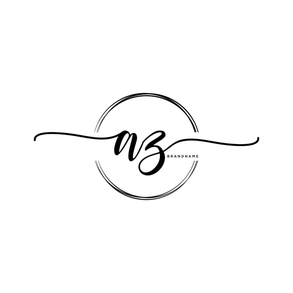Initial AZ feminine logo collections template. handwriting logo of initial signature, wedding, fashion, jewerly, boutique, floral and botanical with creative template for any company or business. vector