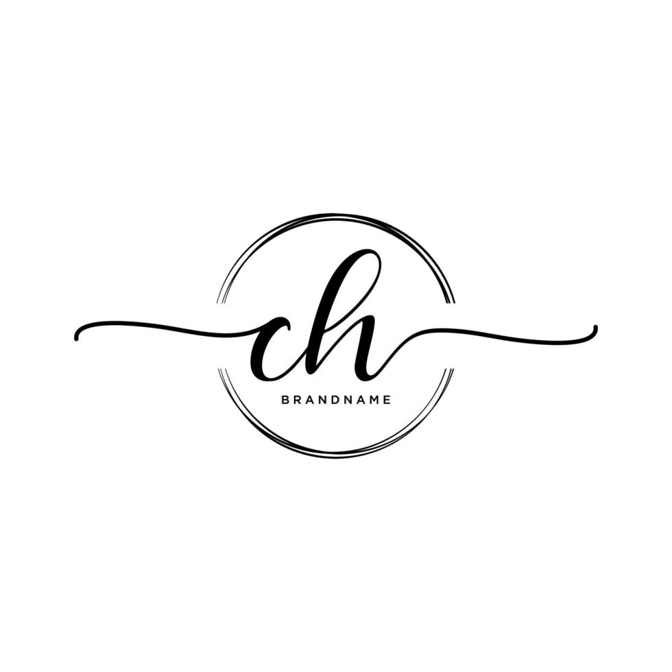 Initial CH feminine logo collections template. handwriting logo of initial signature, wedding, fashion, jewerly, boutique, floral and botanical with creative template for any company or business. vector