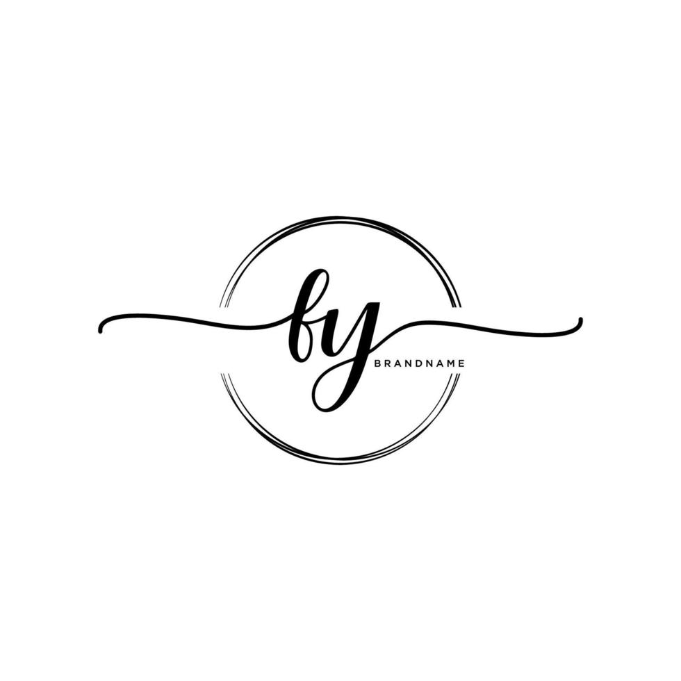 Initial FY feminine logo collections template. handwriting logo of initial signature, wedding, fashion, jewerly, boutique, floral and botanical with creative template for any company or business. vector