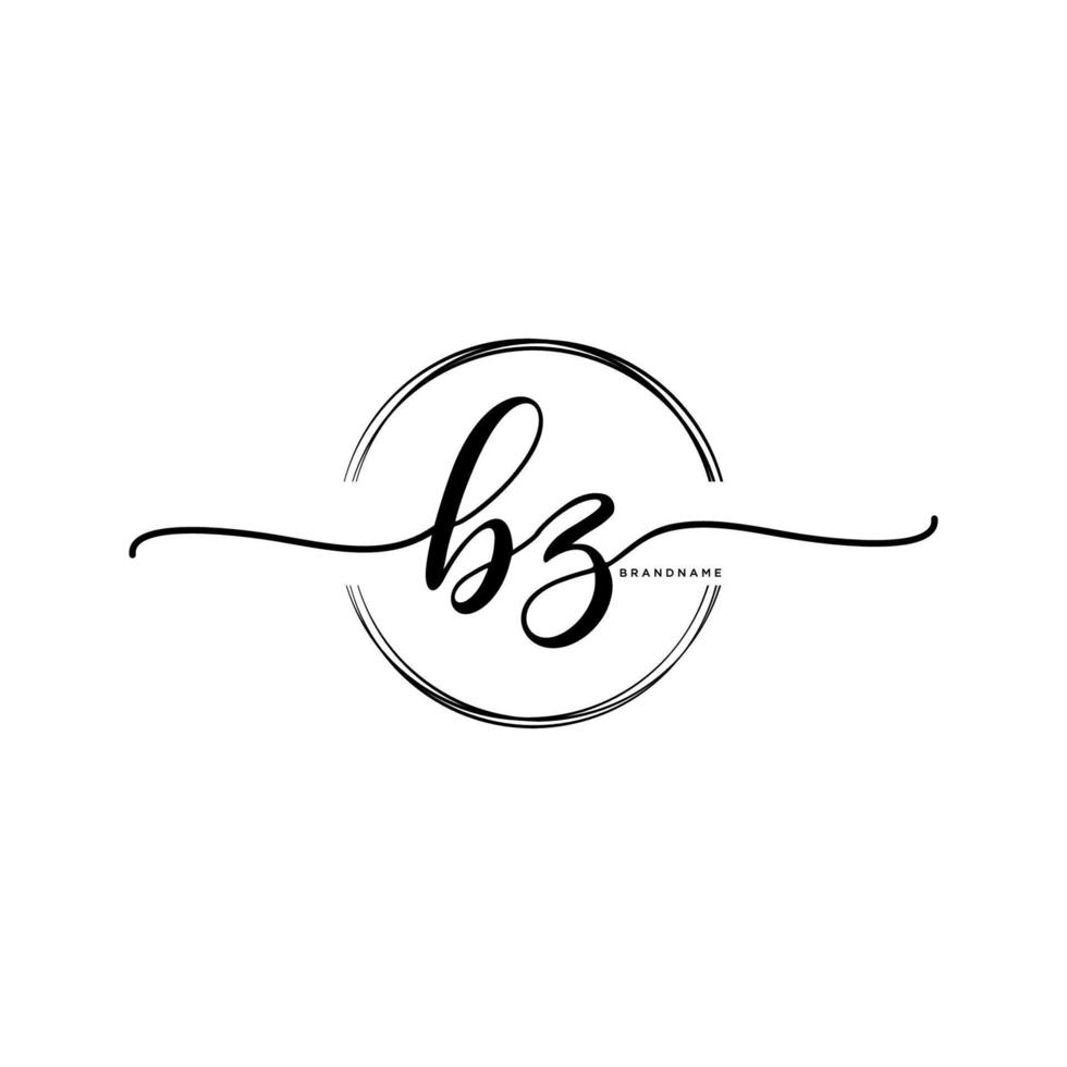 Initial BZ feminine logo collections template. handwriting logo of initial signature, wedding, fashion, jewerly, boutique, floral and botanical with creative template for any company or business. vector