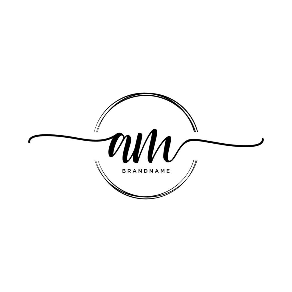 inicial a.m femenino logo colecciones modelo. escritura logo de inicial firma, boda, moda, joyería, boutique, floral y botánico con creativo modelo para ninguna empresa o negocio. vector