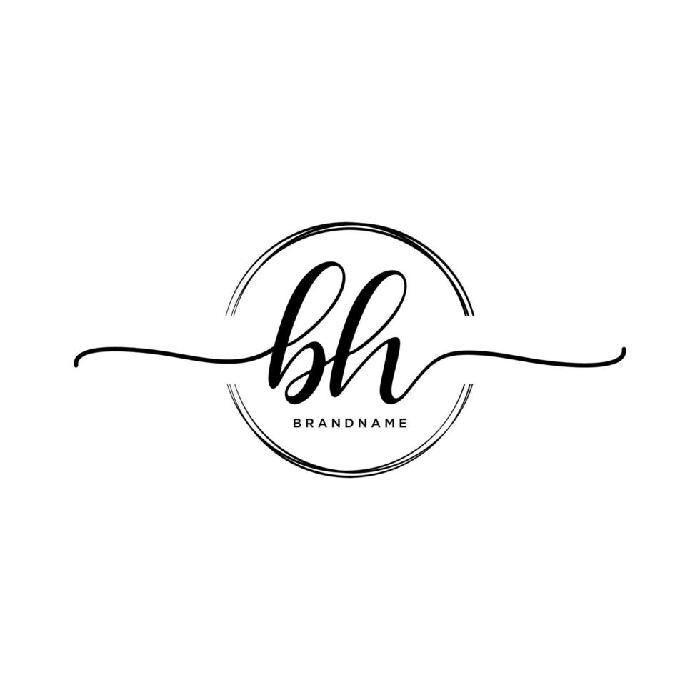 inicial bh femenino logo colecciones modelo. escritura logo de inicial firma, boda, moda, joyería, boutique, floral y botánico con creativo modelo para ninguna empresa o negocio. vector