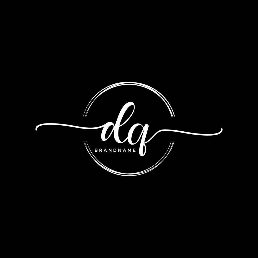 Initial DQ feminine logo collections template. handwriting logo of initial signature, wedding, fashion, jewerly, boutique, floral and botanical with creative template for any company or business. vector