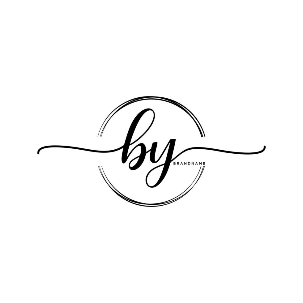 Initial BY feminine logo collections template. handwriting logo of initial signature, wedding, fashion, jewerly, boutique, floral and botanical with creative template for any company or business. vector