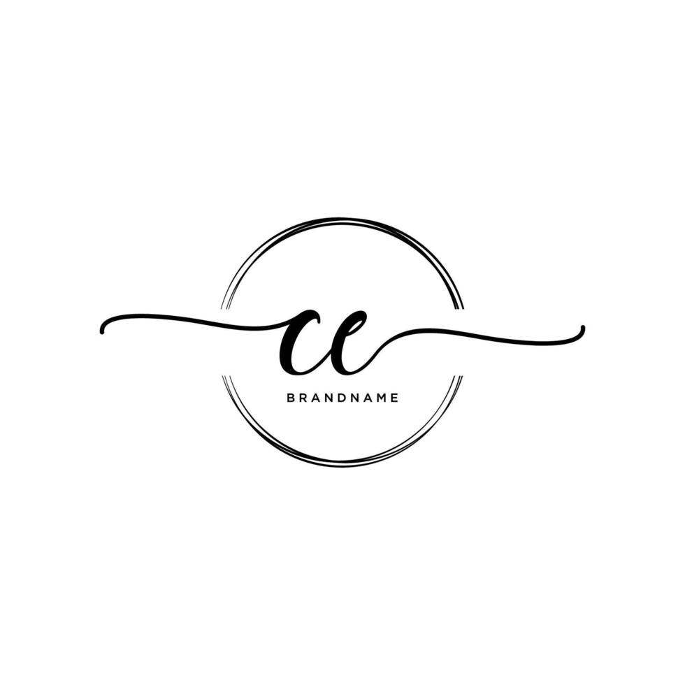 Initial CE feminine logo collections template. handwriting logo of initial signature, wedding, fashion, jewerly, boutique, floral and botanical with creative template for any company or business. vector