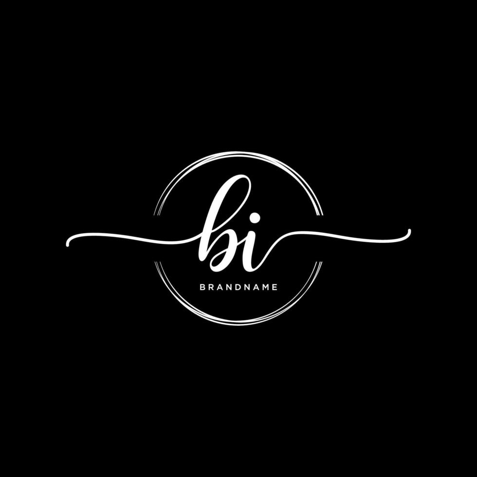 Initial BI feminine logo collections template. handwriting logo of initial signature, wedding, fashion, jewerly, boutique, floral and botanical with creative template for any company or business. vector