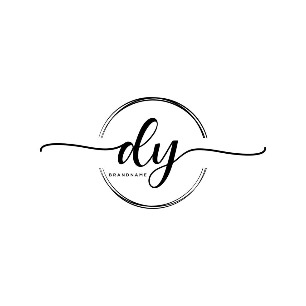 Initial DY feminine logo collections template. handwriting logo of initial signature, wedding, fashion, jewerly, boutique, floral and botanical with creative template for any company or business. vector