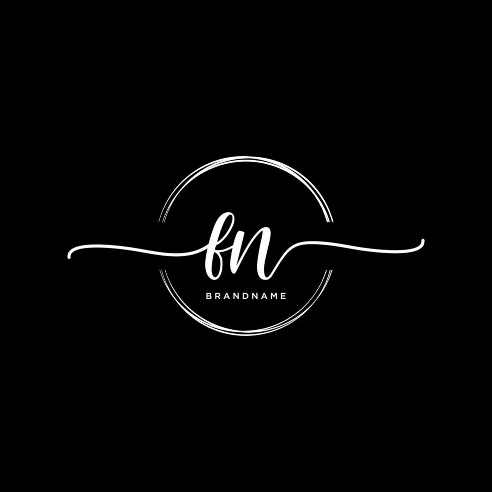 Initial FN feminine logo collections template. handwriting logo of initial signature, wedding, fashion, jewerly, boutique, floral and botanical with creative template for any company or business. vector