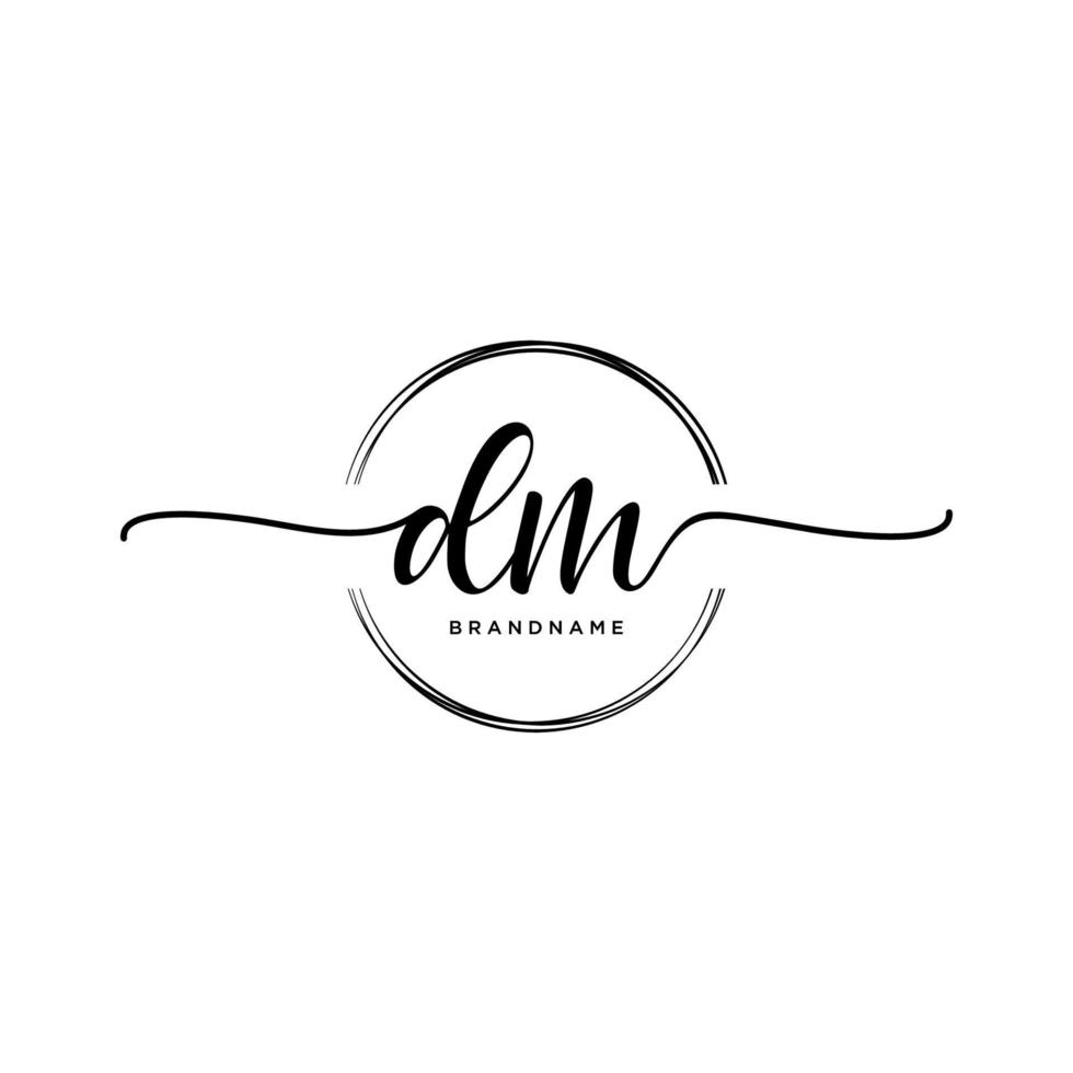 Initial DM feminine logo collections template. handwriting logo of initial signature, wedding, fashion, jewerly, boutique, floral and botanical with creative template for any company or business. vector