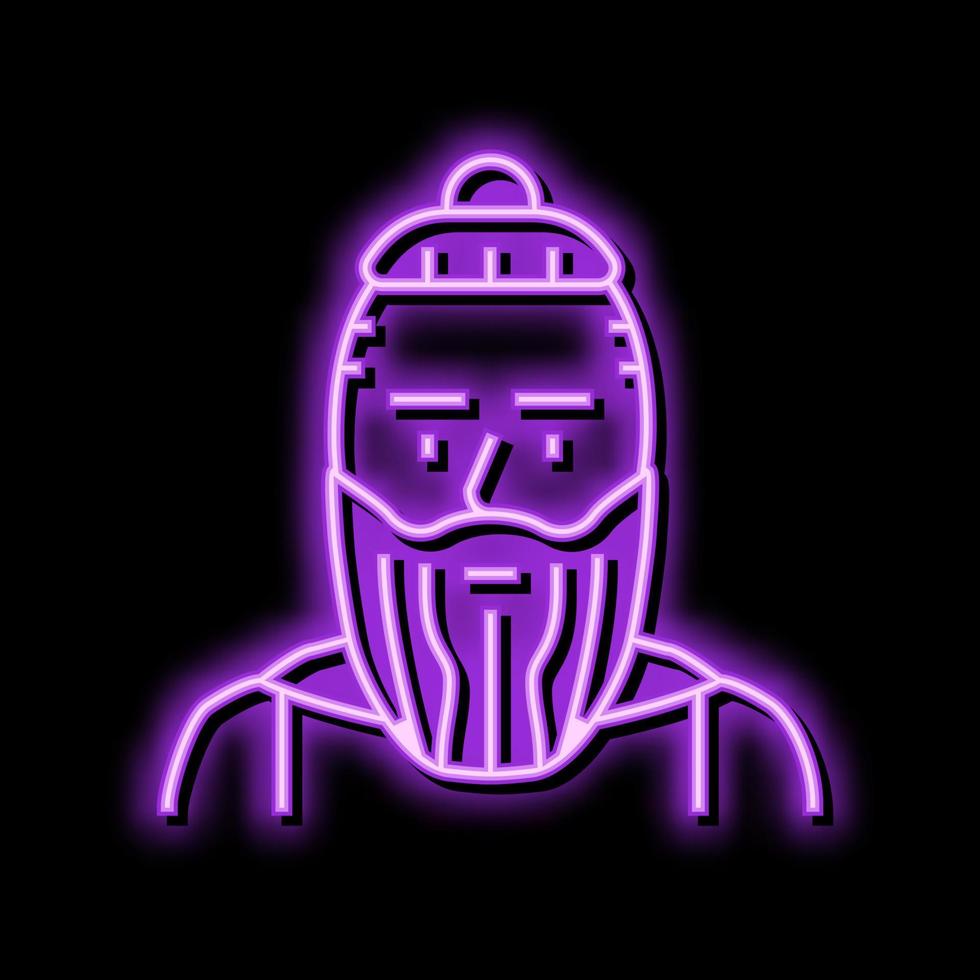 cabeza vikingo medieval neón resplandor icono ilustración vector