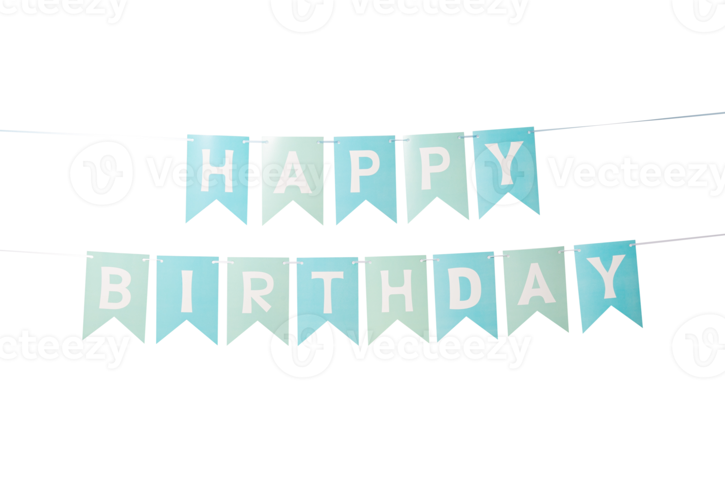 Paper Happy Birthday flags cutout, Png file