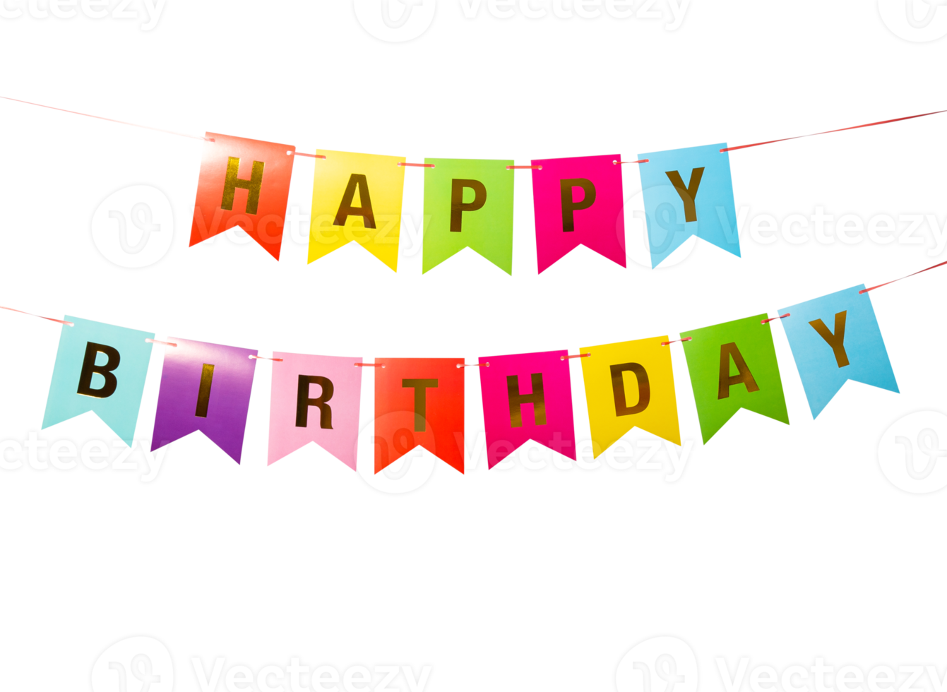 Paper Happy Birthday flags cutout, Png file
