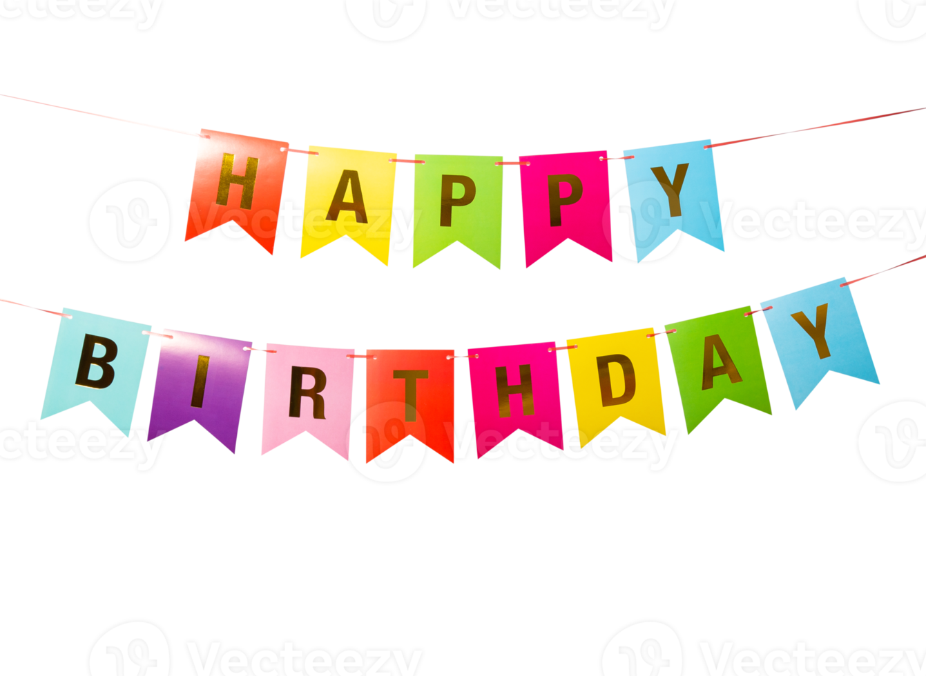 Paper Happy Birthday flags cutout, Png file