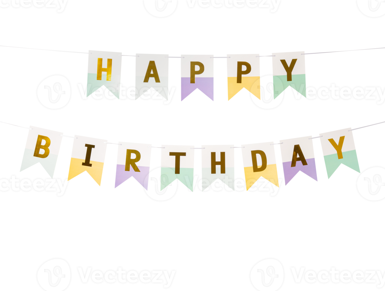 Paper Happy Birthday flags cutout, Png file