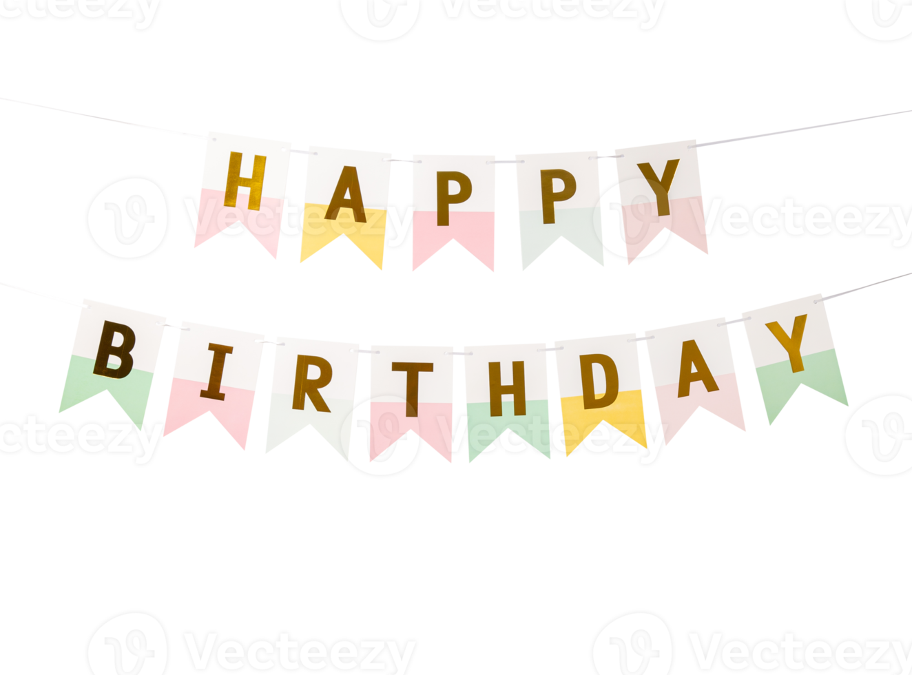 Paper Happy Birthday flags cutout, Png file