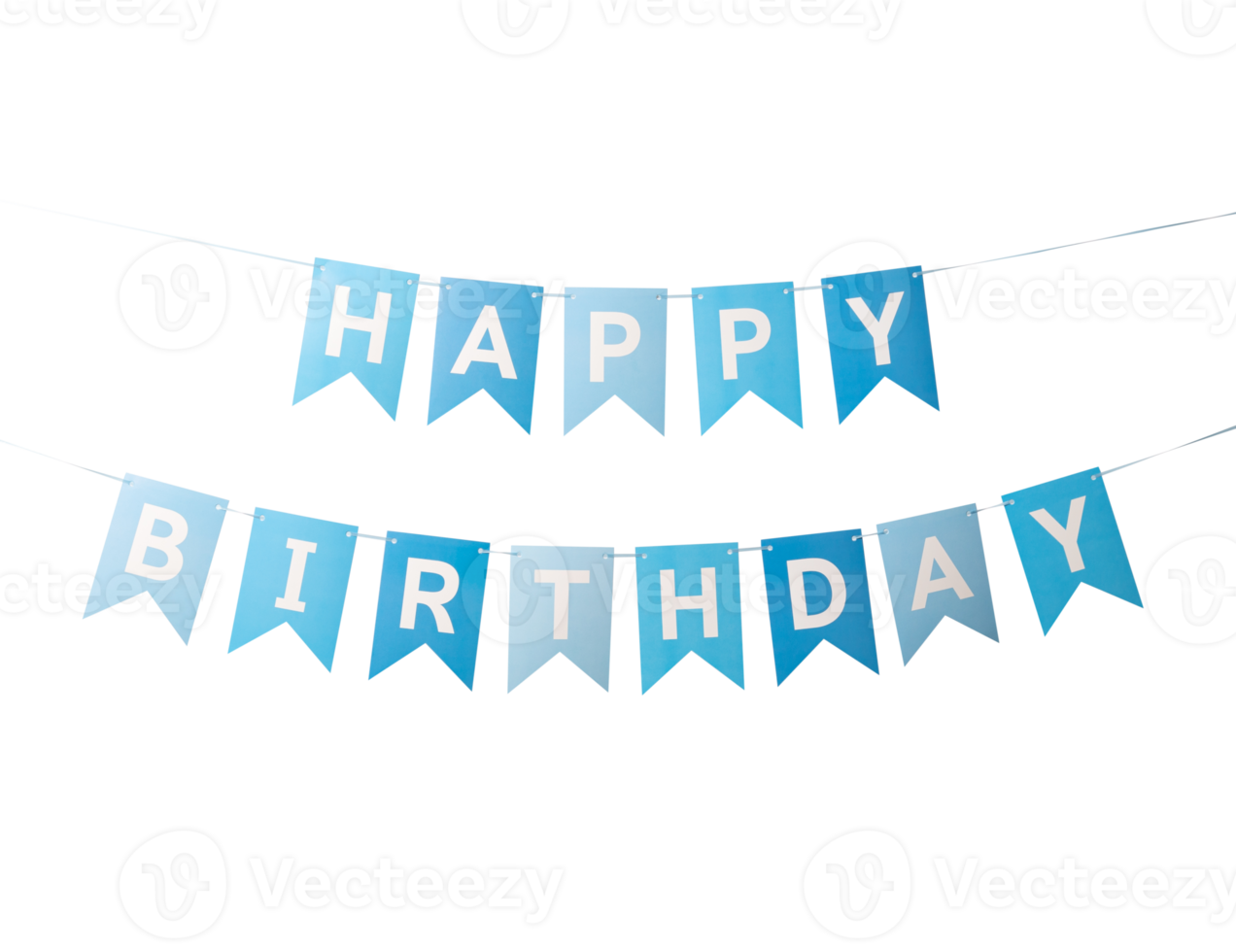 Paper Happy Birthday flags cutout, Png file