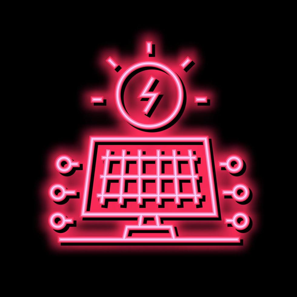solar electrical panel neon glow icon illustration vector