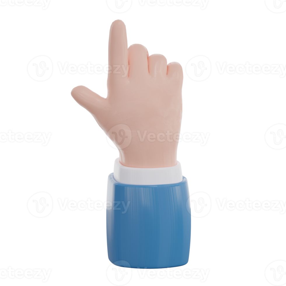 3d render of hand with gesture icons isolated png