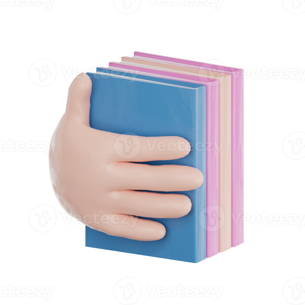 Hand holding a book. Education concept. 3D Rendering. png