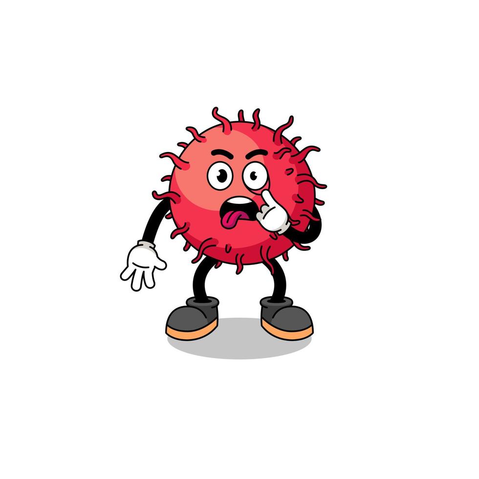 personaje ilustración de rambután Fruta con lengua pega fuera vector