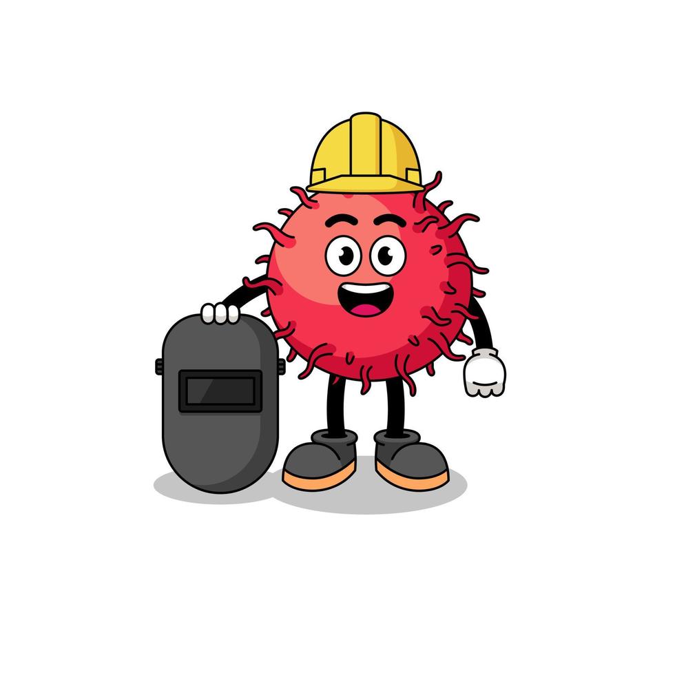 Mascot of rambutan fruit as a welder vector