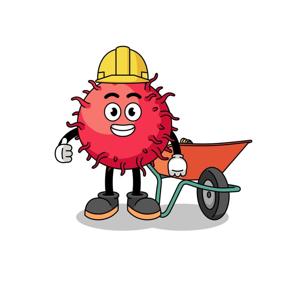 rambutan fruit cartoon as a contractor vector