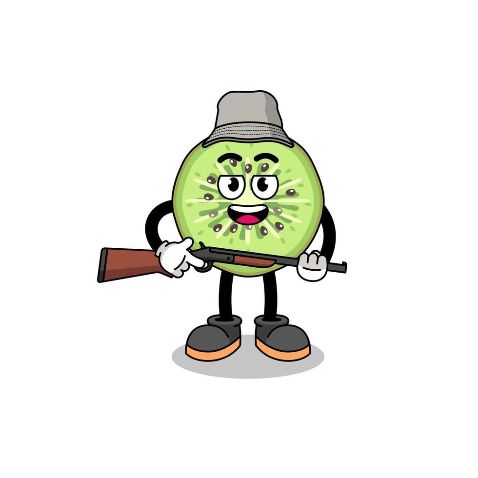 Cartoon Illustration of sliced kiwifruit hunter vector