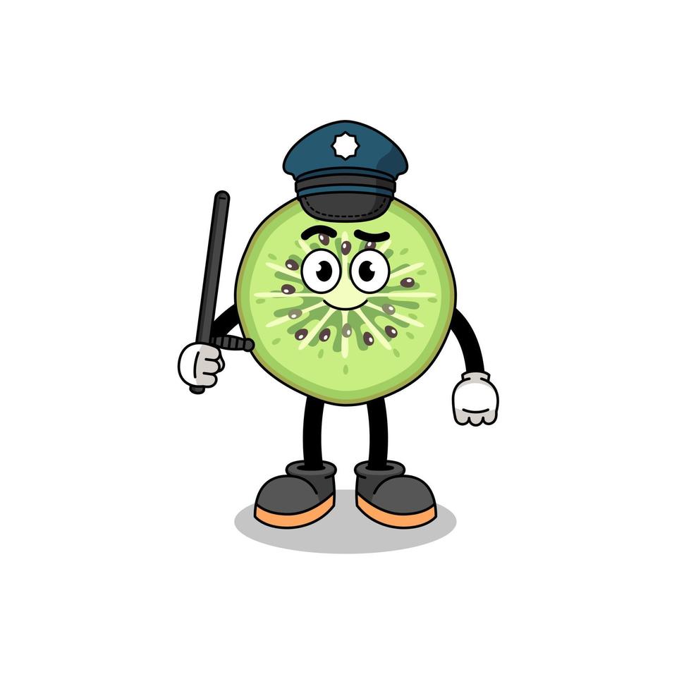 Cartoon Illustration of sliced kiwifruit police vector