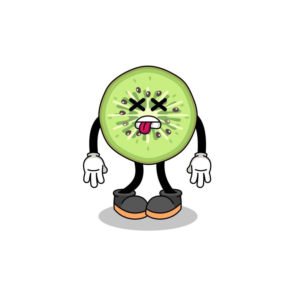rebanado kiwi mascota ilustración es muerto vector