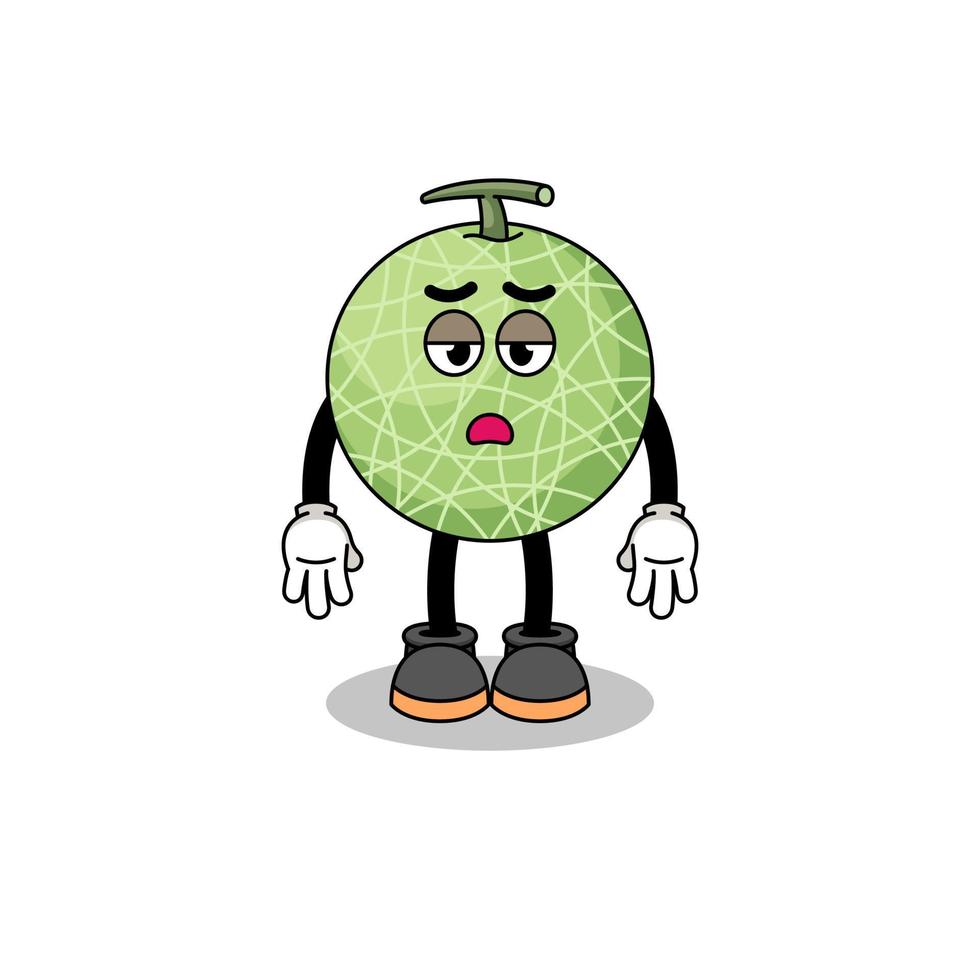 melon fruit cartoon with fatigue gesture vector