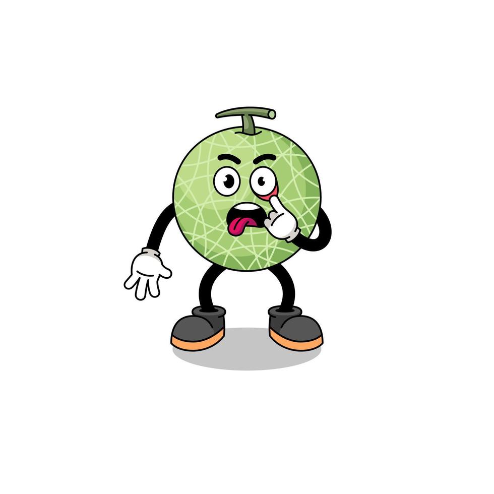 Character Illustration of melon fruit with tongue sticking out vector