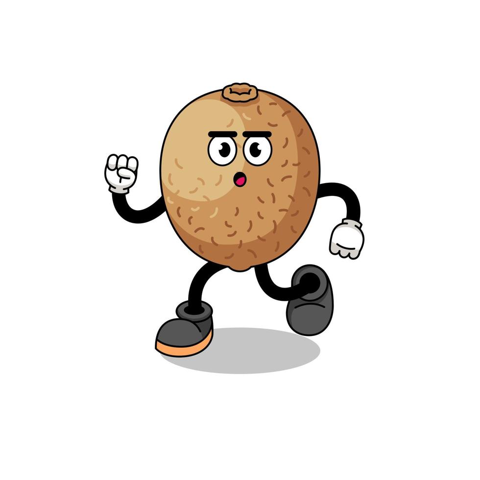 running kiwifruit mascot illustration vector
