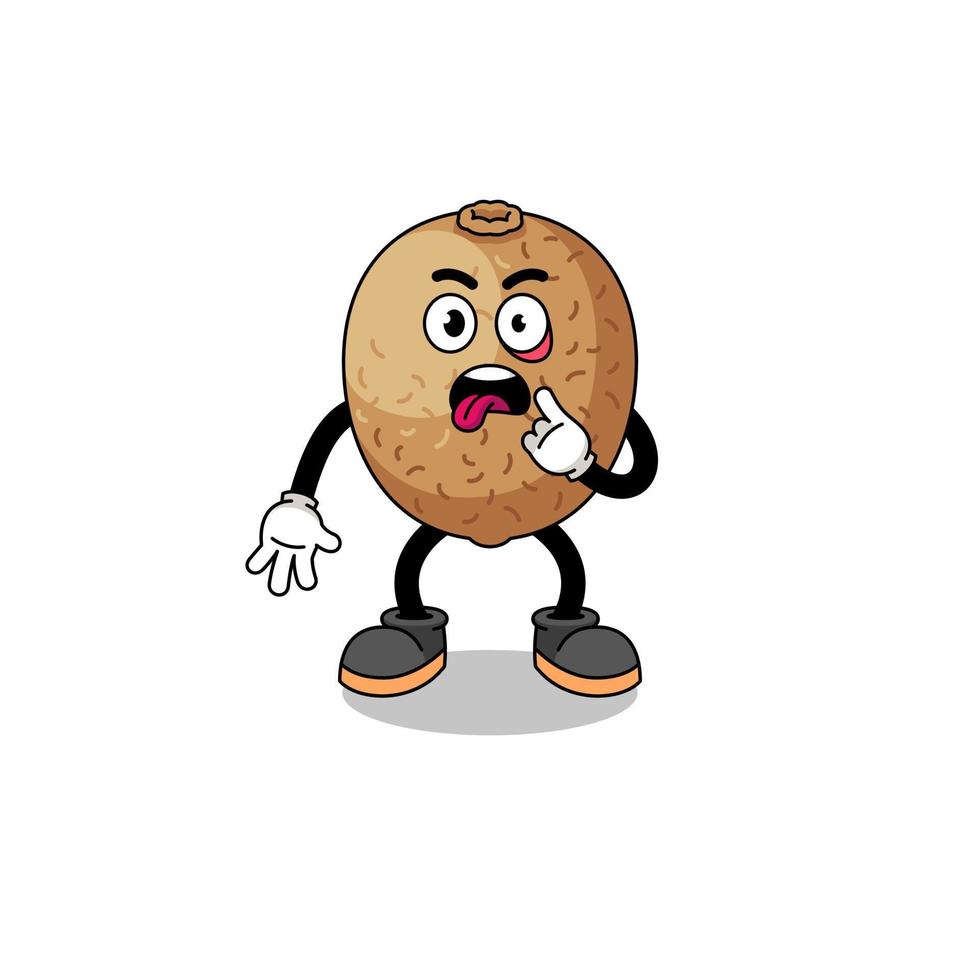 Character Illustration of kiwifruit with tongue sticking out vector