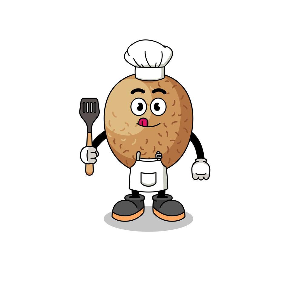 mascota ilustración de kiwi cocinero vector