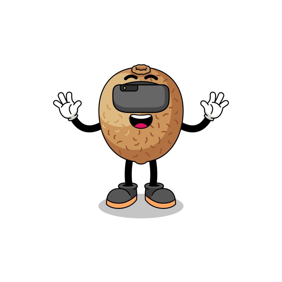 Illustration of kiwifruit with a vr headset vector